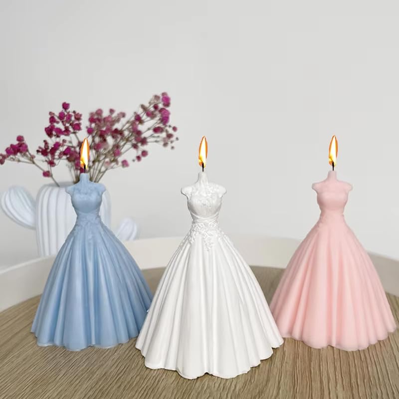 SlowlyTalk Candle Molds - Silicone Mold for Candles Making, DIY 3D Moulds for Soy Wax, Beeswax, Scented Candle, Valentine's Day Gifts (Gown Formal Attire) - Image 1
