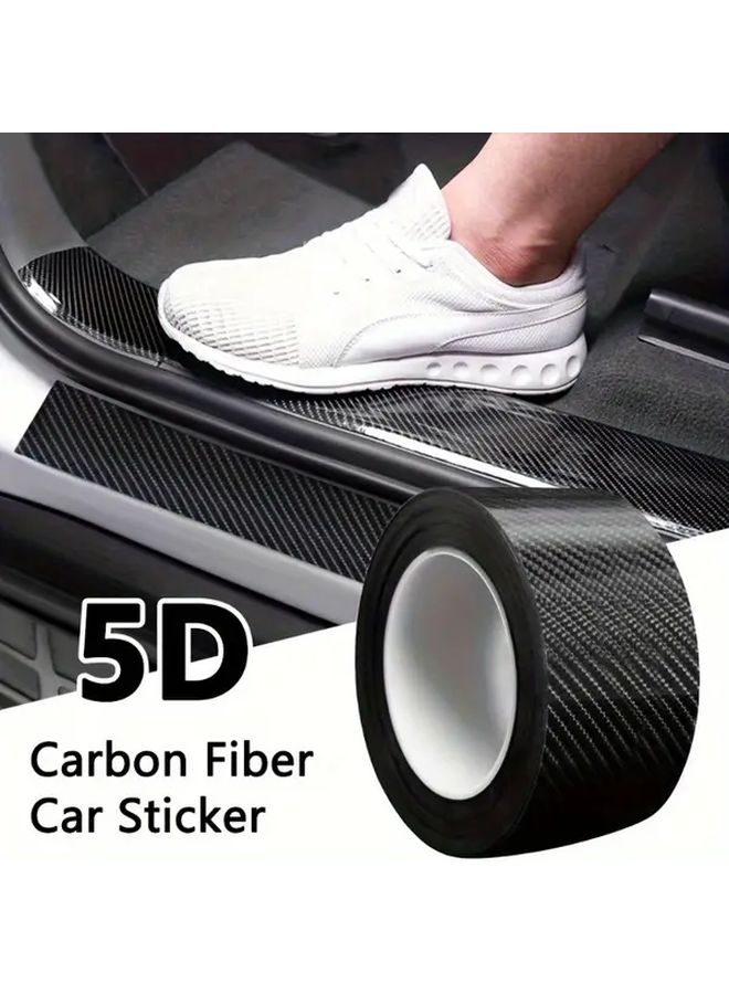 Black 5D Nano Carbon Fiber Reflective Tape Scratch Proof Self Adhesive Waterproof Car Door Sill Mirror Safety Protector Sticker 1pc - Image 1