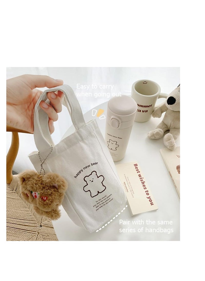 KASTWAVE - Thermos Water Bottle, Kawaii Bear Thermal Water Bottle, Leak Proof Insulated Water Bottle, Portable Stainless Steel Thermal Bottle with Cloth Cover Hot or Cold Drinks - Image 1