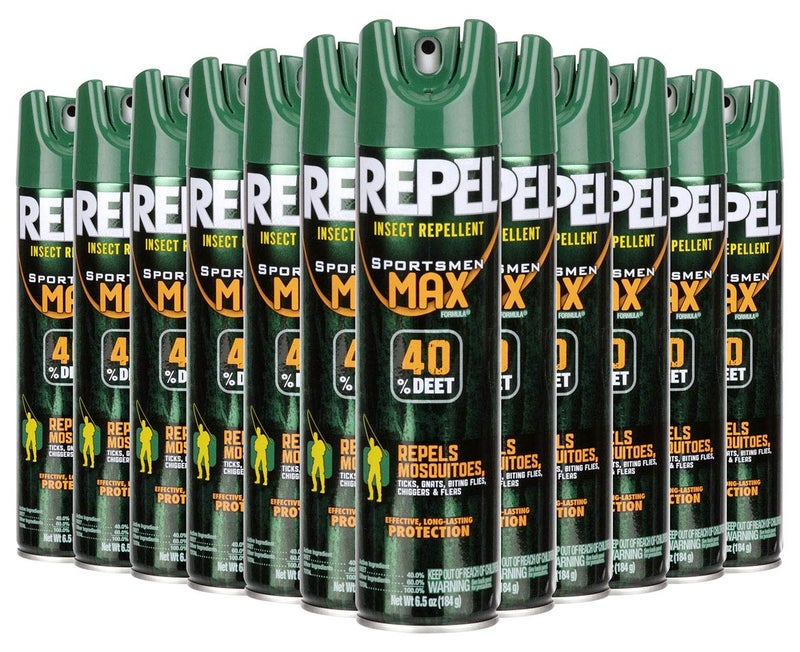 Repel Insect Repellent Sportsmen Max Formula 40% DEET, 6.5 Ounces, Long-Lasting Aerosol Insect Repellent Spray Repels Mosquitoes, Ticks, Gnats, Biting Flies, Chiggers And Fleas, 12 Pack