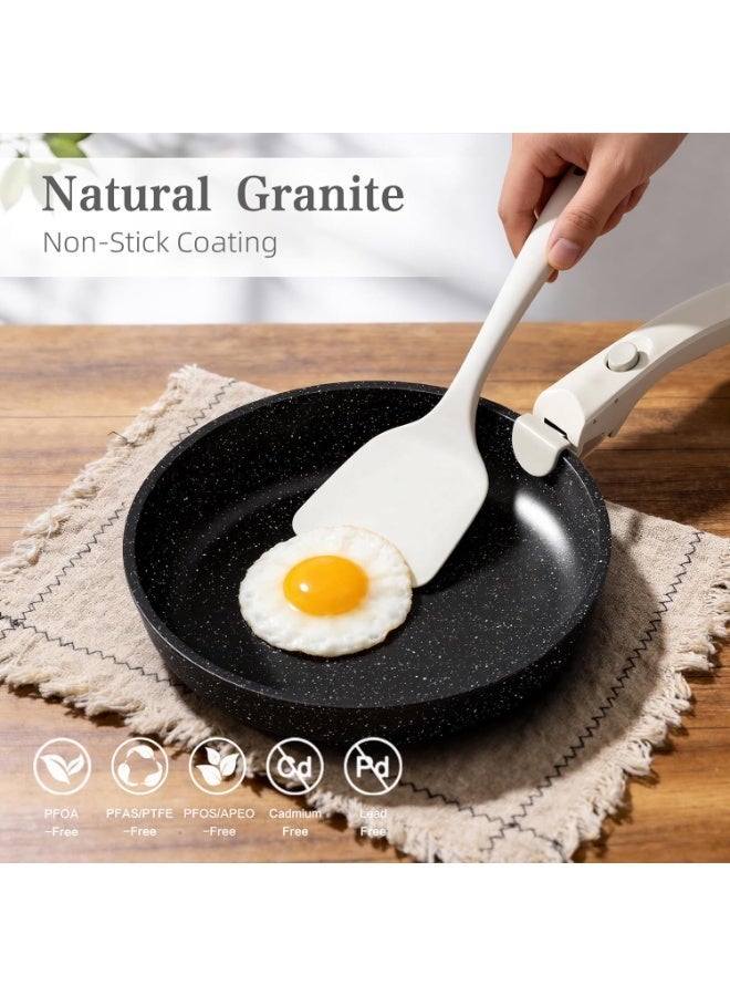 Caannasweis Induction Cookware with Detachable Handles, Non-Stick Pan and Saucepan Sets with Lids, Frying Pan PFOA Free Grill Pans, Steak Pan, Omelette Pans - Image 5