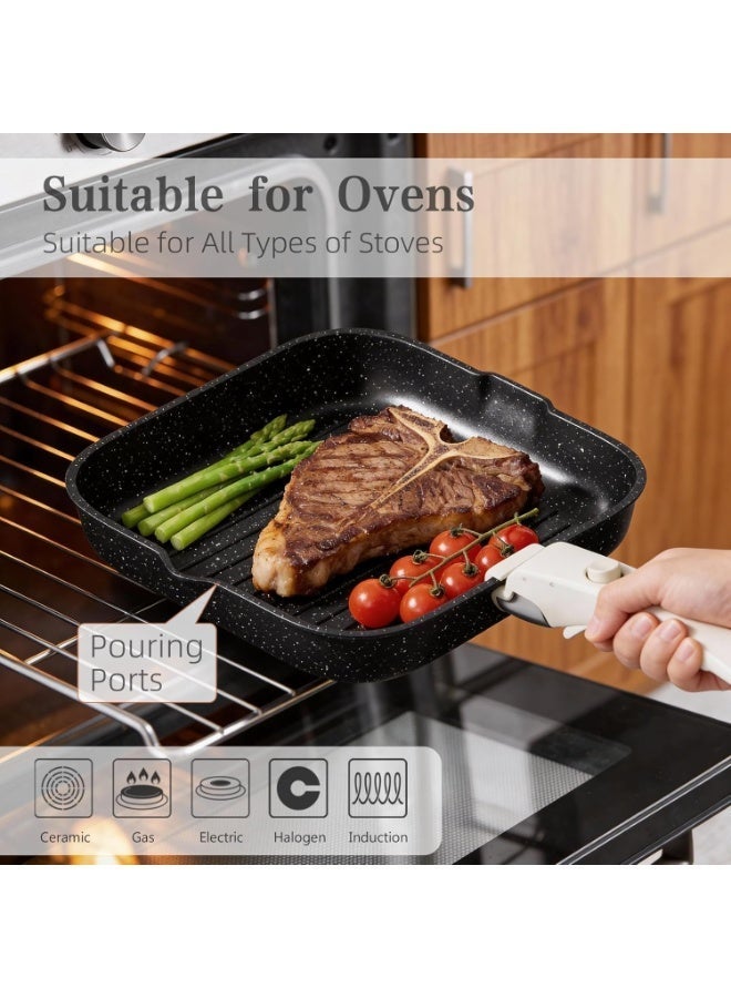 Caannasweis Induction Cookware with Detachable Handles, Non-Stick Pan and Saucepan Sets with Lids, Frying Pan PFOA Free Grill Pans, Steak Pan, Omelette Pans - Image 3