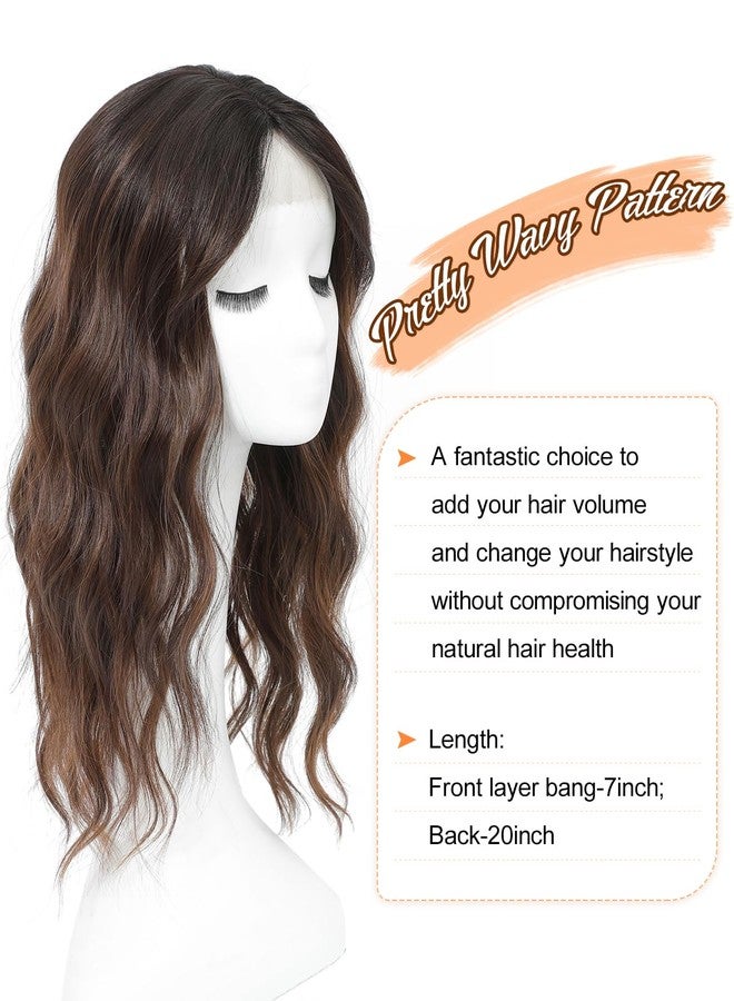 UDU 20 Inch Wavy Hair Topper for Women with Thinning Hair, Long Wavy Hairpiece Clip in, Natural Looking Crown Topper with Parting, Heat Resistant Synthetic Hair, Lightweight & Breathable Wiglet - Image 3