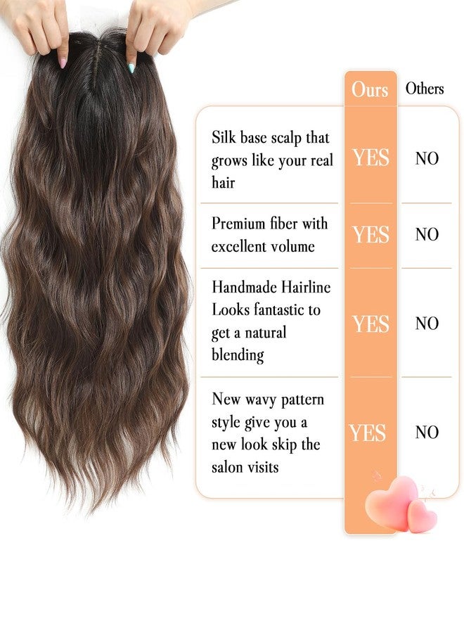 UDU 20 Inch Wavy Hair Topper for Women with Thinning Hair, Long Wavy Hairpiece Clip in, Natural Looking Crown Topper with Parting, Heat Resistant Synthetic Hair, Lightweight & Breathable Wiglet - Image 5