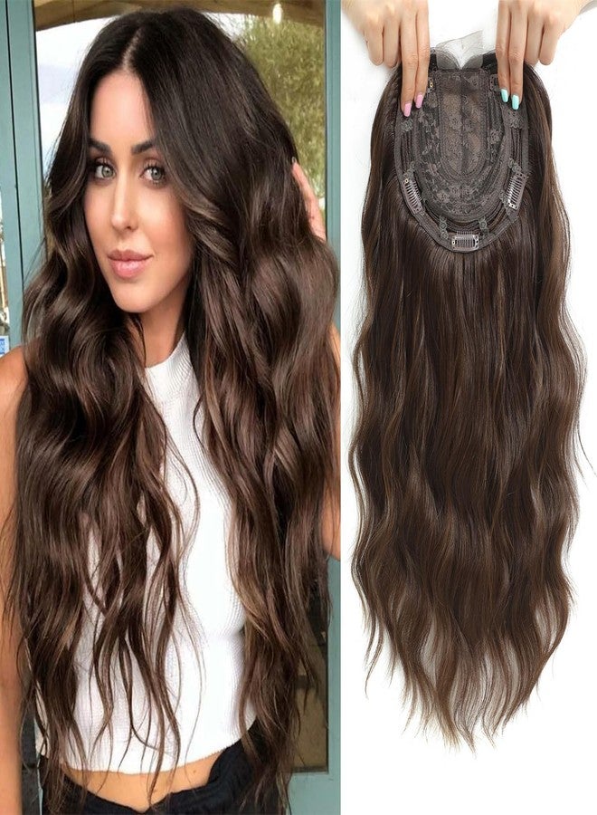 UDU 20 Inch Wavy Hair Topper for Women with Thinning Hair, Long Wavy Hairpiece Clip in, Natural Looking Crown Topper with Parting, Heat Resistant Synthetic Hair, Lightweight & Breathable Wiglet - Image 1