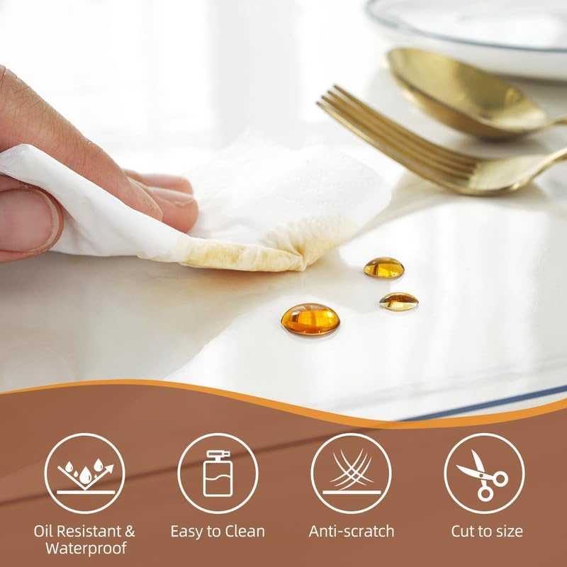 Warmstar Clear Table Cover Protector 16 x 60 Inch,1.5mm Thick Plastic Table Cover Rectangle,PVC Clear Table Protector,Desk Protector Mat for Kitchen, Dresser, Writing Desk，Dining Room Table - Image 3
