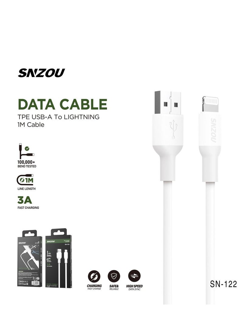 سنزو كابل Snzou QuickCharge 3A USB-A إلى Lightning sn-122 - Image 1