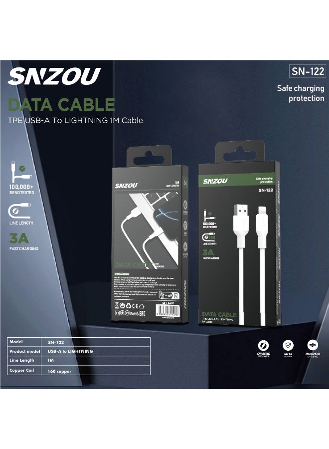 سنزو كابل Snzou QuickCharge 3A USB-A إلى Lightning sn-122 - Image 2