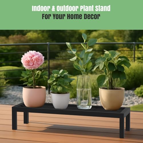 Pivalo Rectangular Plant Stand Anti-Rust Metal Shelf Flower Pot Holder Outdoor & Indoor Planters Gamla Stands for Balcony & Living Room Home Decor (Pack of 2, Black) - Image 5