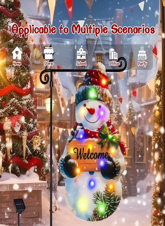 علم حديقة عيد الميلاد المضيء من أماديكوهوم، مقاس 22 × 13، 8 أوضاع إضاءة، زينة عيد الميلاد الشمسية ذات الوجهين، علم نافيداد LED خارجي، زينة فناء لعيد الميلاد، فناء الحديقة، الشرفة (رجل الثلج متعدد الألوان) - Image 5