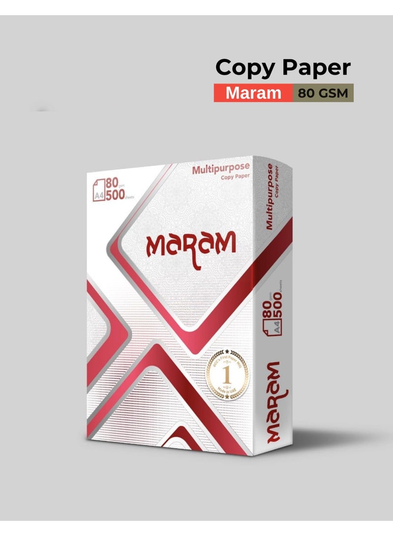 Maram Premium Copy Paper A4 80 GSM – 1 Box (5 Reams, 2500 Sheets) - Image 2