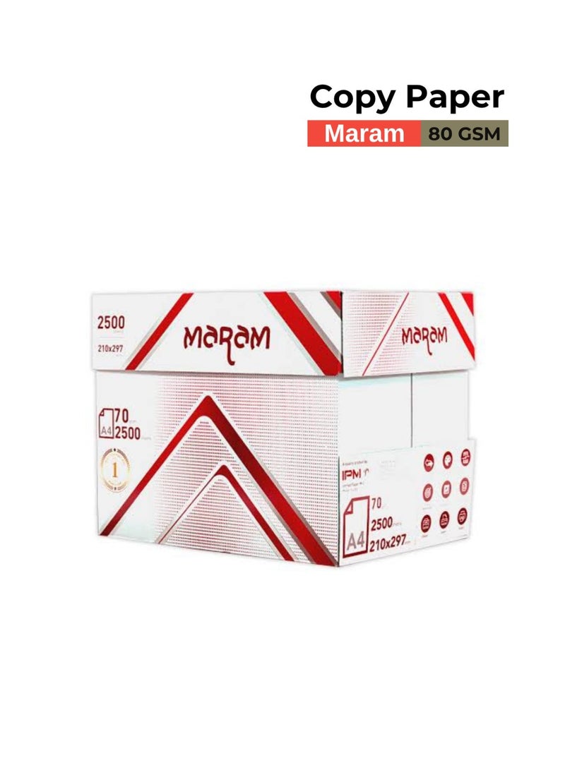 Maram Premium Copy Paper A4 80 GSM – 1 Box (5 Reams, 2500 Sheets) - Image 3