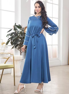 Elegant style Round neck Splicing pattern Solid color Ribbon Petal sleeve Kaftan Blue - pzsku/Z141A0F14CD4AEE15ECC6Z/45/_/1706519906/ee1975f5-8e74-4b40-a6c9-25d3b413e805