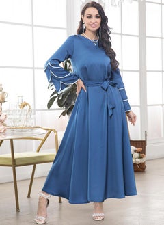 Elegant style Round neck Splicing pattern Solid color Ribbon Petal sleeve Kaftan Blue - pzsku/Z141A0F14CD4AEE15ECC6Z/45/_/1706519910/7cd2a10a-8a24-4b9c-b1c2-b78e9a79b19e