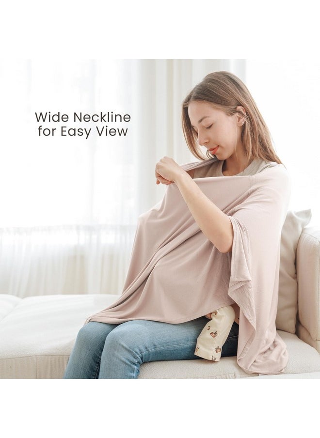 Konssy Knit Nursing Cover For Breastfeeding, 360 Full Privacy Breathable Breastfeeding Cover, Multi-Use Carseat Canopy (Blush Beige)  - Image 2