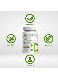 DEAL SUPPLEMENT Vitamin D3 50,000 Iu + K2 Mk7 200 Mcg, 240 Softgels  - Image 3