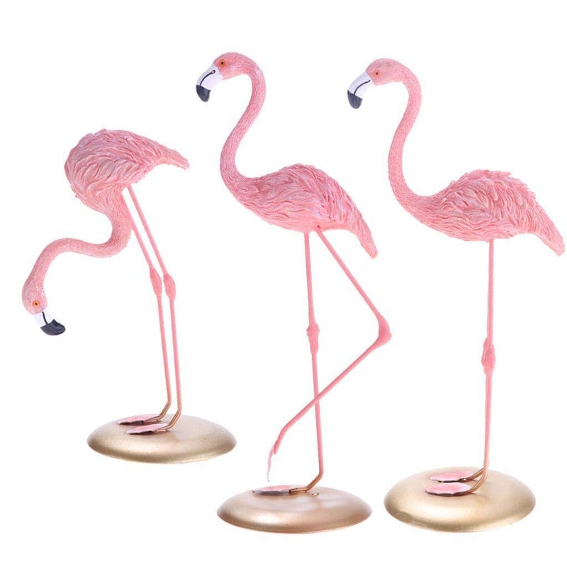 Notakia Notakia Resin Pink Flamingoes Statue Figurine Collectible Decoration Gift Yard Ornaments Bright Pink Resin Composites Flamingo Make Great Home Garden Decor Set of 3 