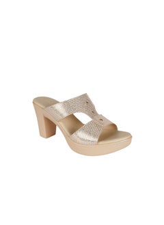 Michelle Morgan Michelle Morgan Ladies Block Heel Sandals 214RC181 Beige  - Image 1