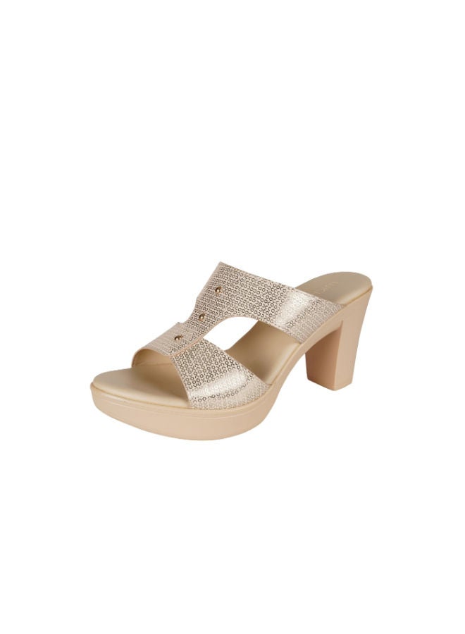 Michelle Morgan Michelle Morgan Ladies Block Heel Sandals 214RC181 Beige - Image 3