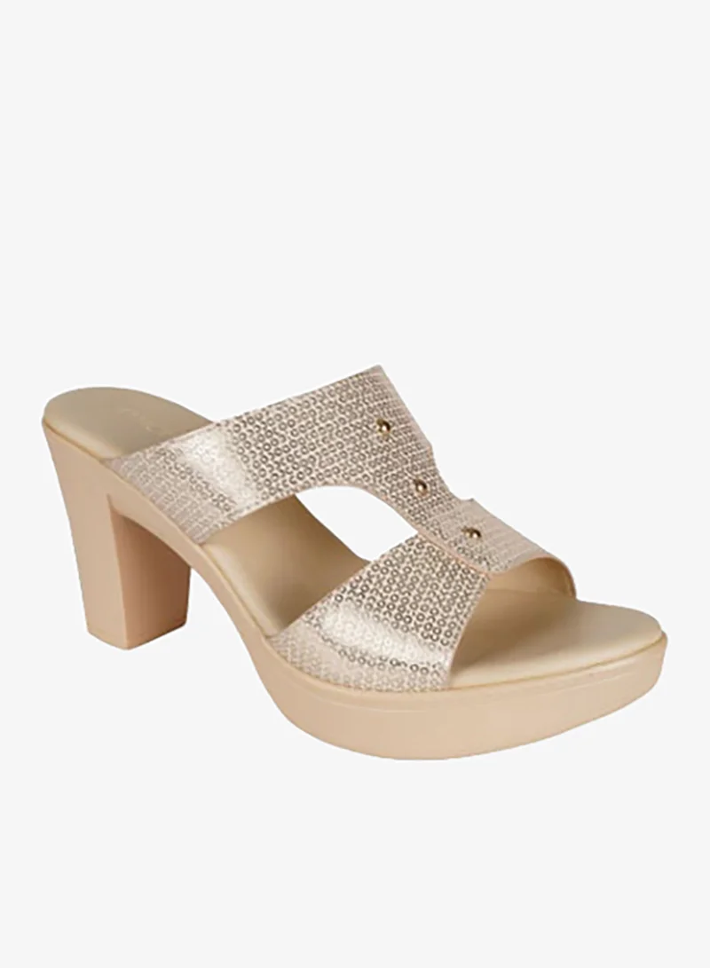 Michelle Morgan Michelle Morgan Ladies Block Heel Sandals 214RC181 Beige