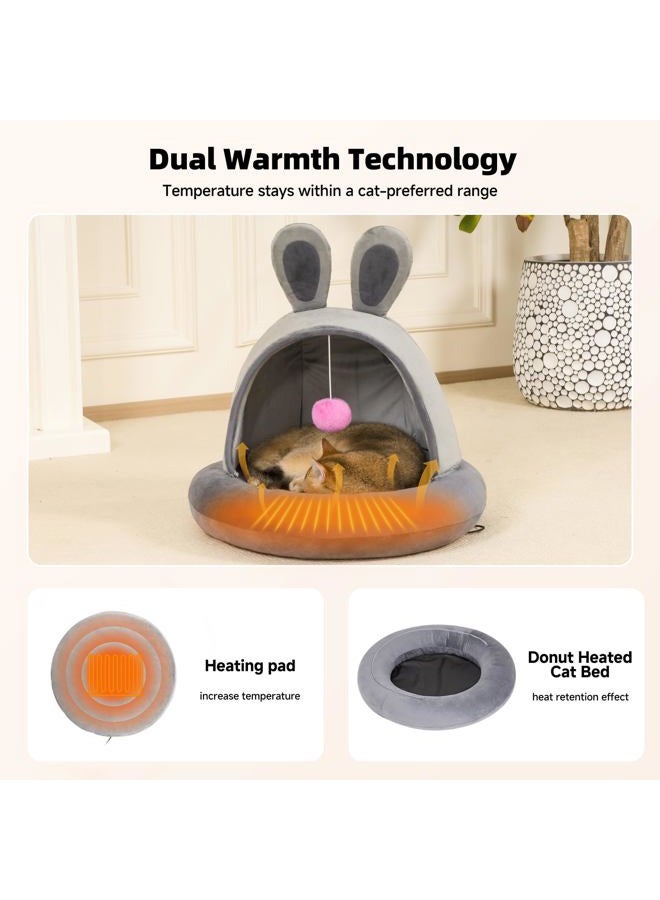 TENECUTE Heated Cat Bed Indoor, Heated Cat House with Timer & Temp Adjustable, Heated Pet Bed with Removable Heating Pad for Cats and Small Dogs, Machine Washable, Non-Slip Bottom, Gifts for Christmas - Image 2