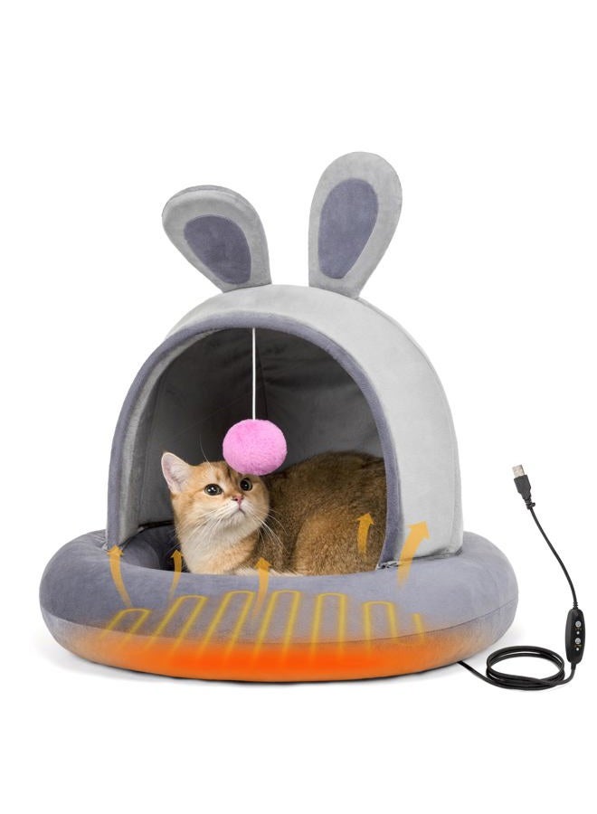TENECUTE Heated Cat Bed Indoor, Heated Cat House with Timer & Temp Adjustable, Heated Pet Bed with Removable Heating Pad for Cats and Small Dogs, Machine Washable, Non-Slip Bottom, Gifts for Christmas - Image 1