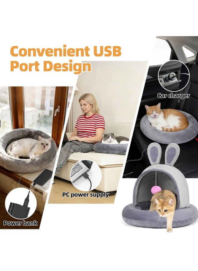 TENECUTE Heated Cat Bed Indoor, Heated Cat House with Timer & Temp Adjustable, Heated Pet Bed with Removable Heating Pad for Cats and Small Dogs, Machine Washable, Non-Slip Bottom, Gifts for Christmas - Image 4