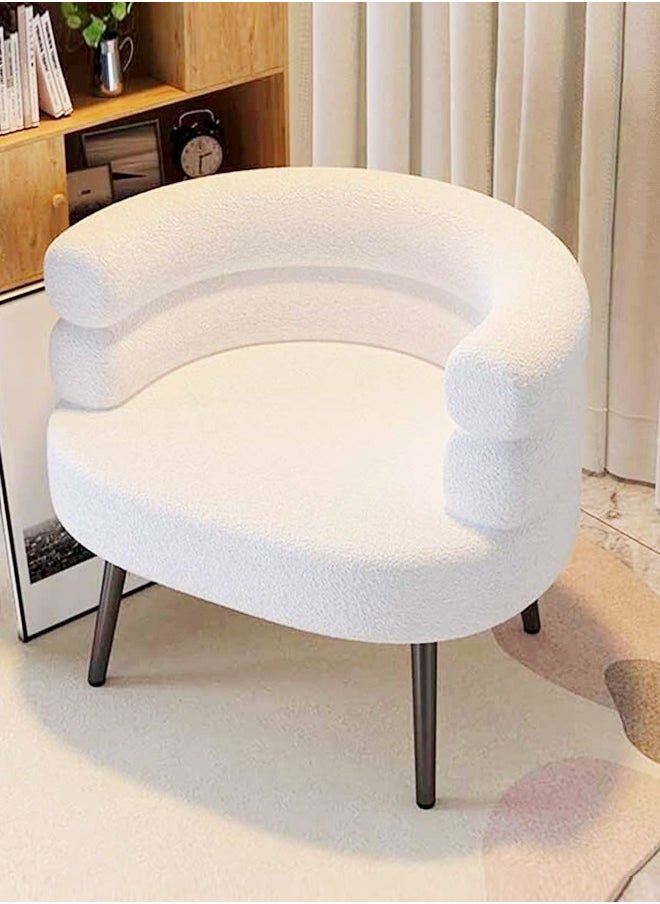 C&C Home Multipurpose Use Curved Backrest Design Accent Chair Comfy Fleece Seat Armchair with Upholstered Metal Legs Vanity Chair Single Sofa Reading Couch Chair for Living Room Bedroom 67x55x67 cm  - Image 1
