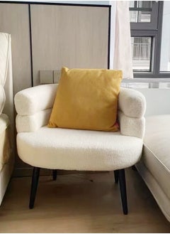 C&C Home Multipurpose Use Curved Backrest Design Accent Chair Comfy Fleece Seat Armchair with Upholstered Metal Legs Vanity Chair Single Sofa Reading Couch Chair for Living Room Bedroom 67x55x67 cm  - Image 2
