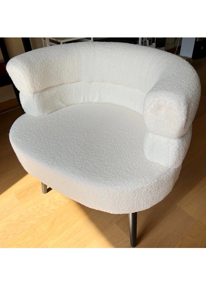 C&C Home Multipurpose Use Curved Backrest Design Accent Chair Comfy Fleece Seat Armchair with Upholstered Metal Legs Vanity Chair Single Sofa Reading Couch Chair for Living Room Bedroom 67x55x67 cm  - Image 3