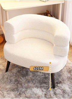 C&C Home Multipurpose Use Curved Backrest Design Accent Chair Comfy Fleece Seat Armchair with Upholstered Metal Legs Vanity Chair Single Sofa Reading Couch Chair for Living Room Bedroom 67x55x67 cm  - Image 5
