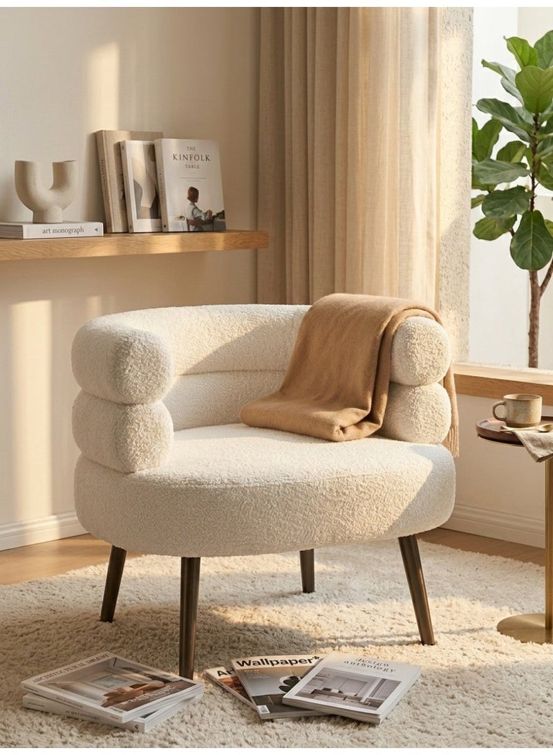 C&C Home Multipurpose Use Curved Backrest Design Accent Chair Comfy Fleece Seat Armchair with Upholstered Metal Legs Vanity Chair Single Sofa Reading Couch Chair for Living Room Bedroom 67x55x67 cm - Image 4