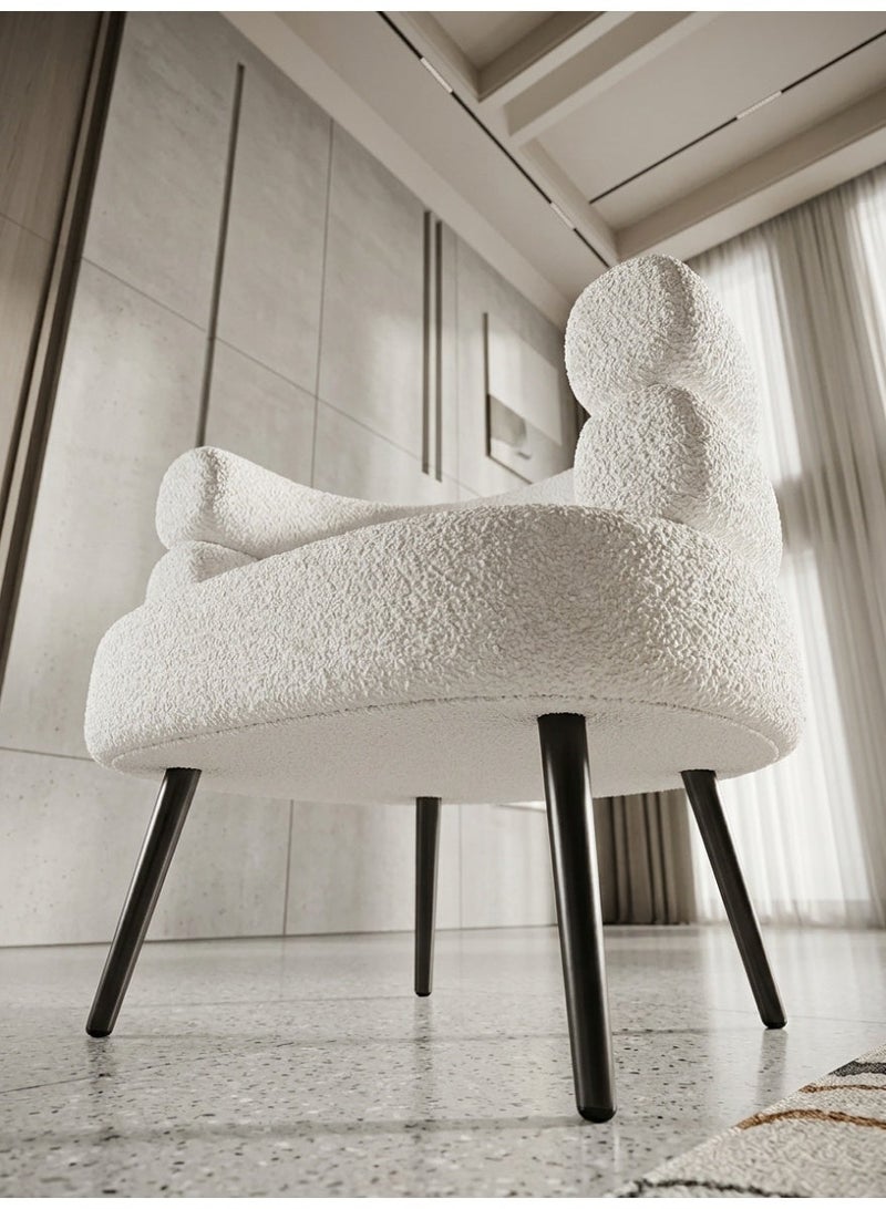 C&C Home Multipurpose Use Curved Backrest Design Accent Chair Comfy Fleece Seat Armchair with Upholstered Metal Legs Vanity Chair Single Sofa Reading Couch Chair for Living Room Bedroom 67x55x67 cm - Image 2