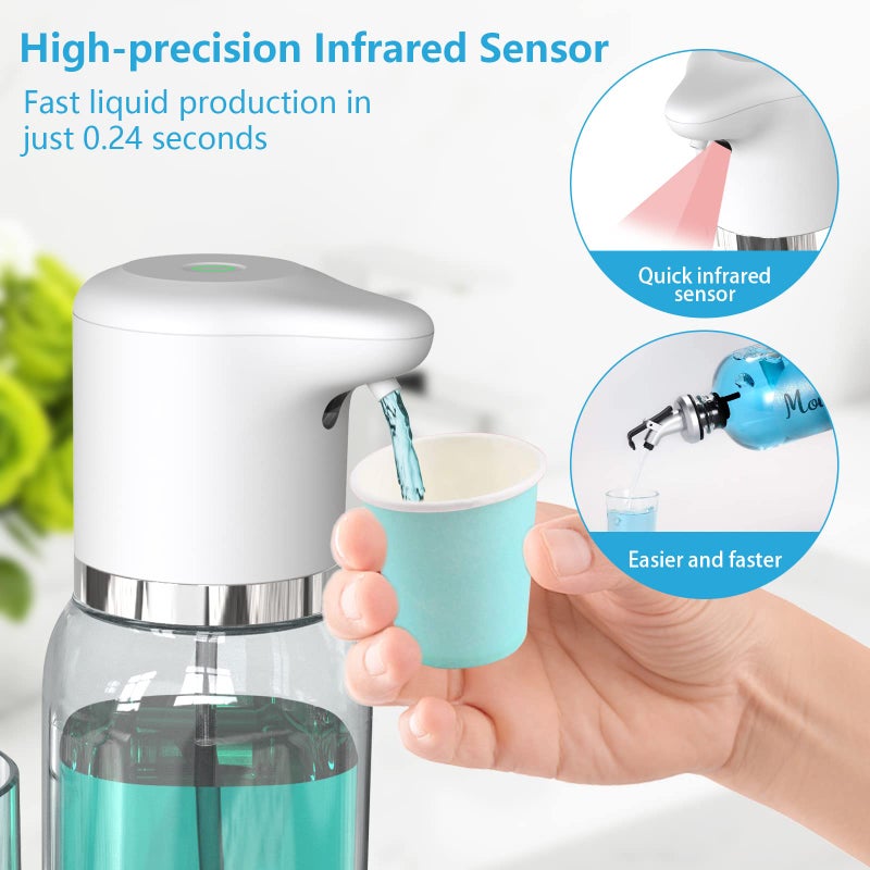 Luvan Automatic Mouthwash Dispenser for Bathroom, 25oz(750ml) Smart Mouthwash Dispenser with Cup Holder, Infrared Sensor and 2 Dispensing Levels, Rechargable Mouth Pumb Dispenser for All Age Groups - Image 3