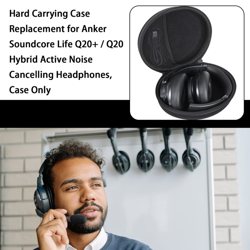 Khanka Hard Carrying Case Replacement for Anker Soundcore Life Q20+ / Q20 Hybrid Active Noise Cancelling Headphones, Case Only - Image 3