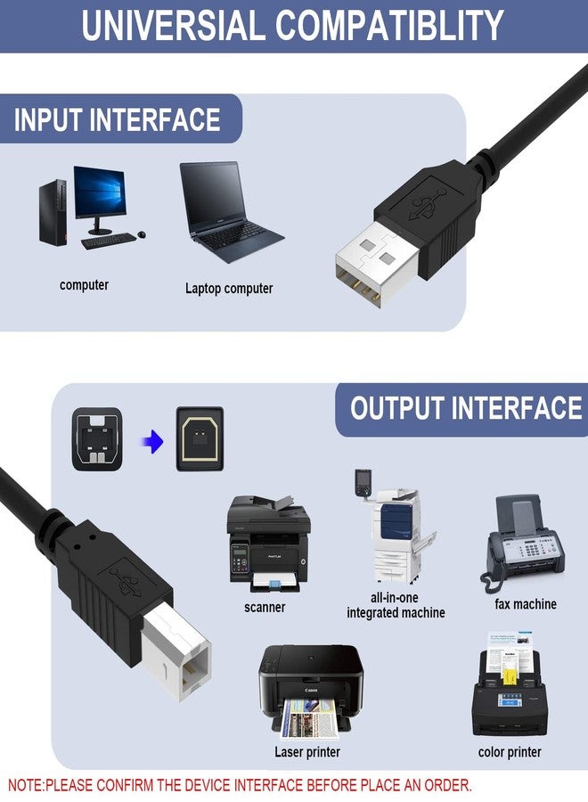 Arzweyk USB Printer Cable Cord to Computer Compatible with Canon PIXMA TS6420a, TS702a, TS9520a, TS3720, TR4720, TR7020a, TR8620a, TR160, MG3620, G7020, G6020, MegaTank G3270, GX2020, imageCLASS LBP6030w - Image 2