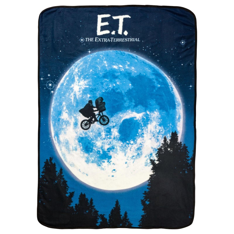 Silver Buffalo Silver Buffalo ET The Extra-Terrestrial Moon Bike Movie Poster 45"" x 60"" Fleece Throw Blanket - Image 1