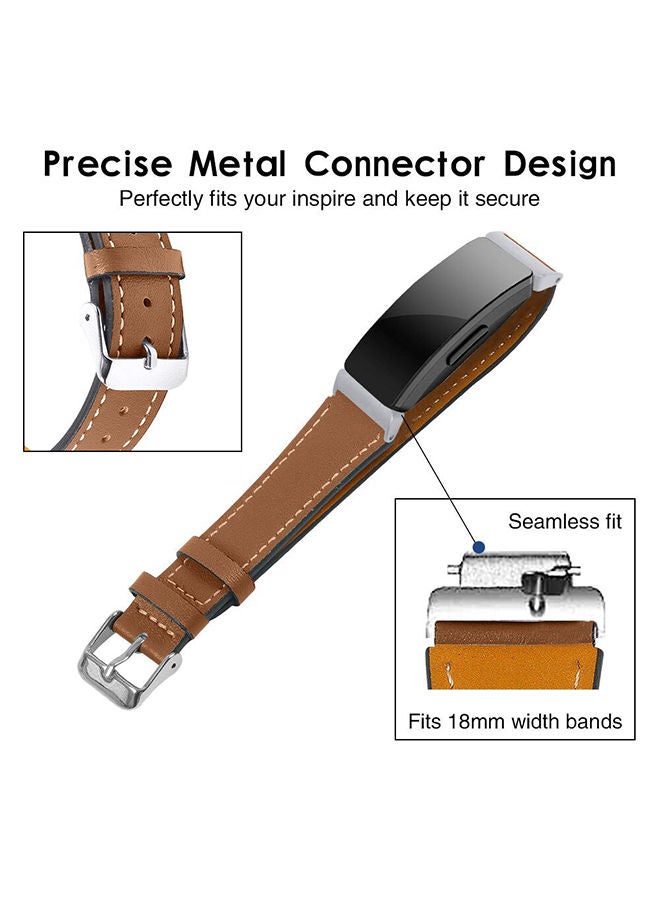 O Ozone Leather Band for Fitbit Charge 6 / Charge 5 Smart Watch, Leather Spots Bands with Metal Buckle Bracelet Wristband Strap for Men Women-Orange - Image 3