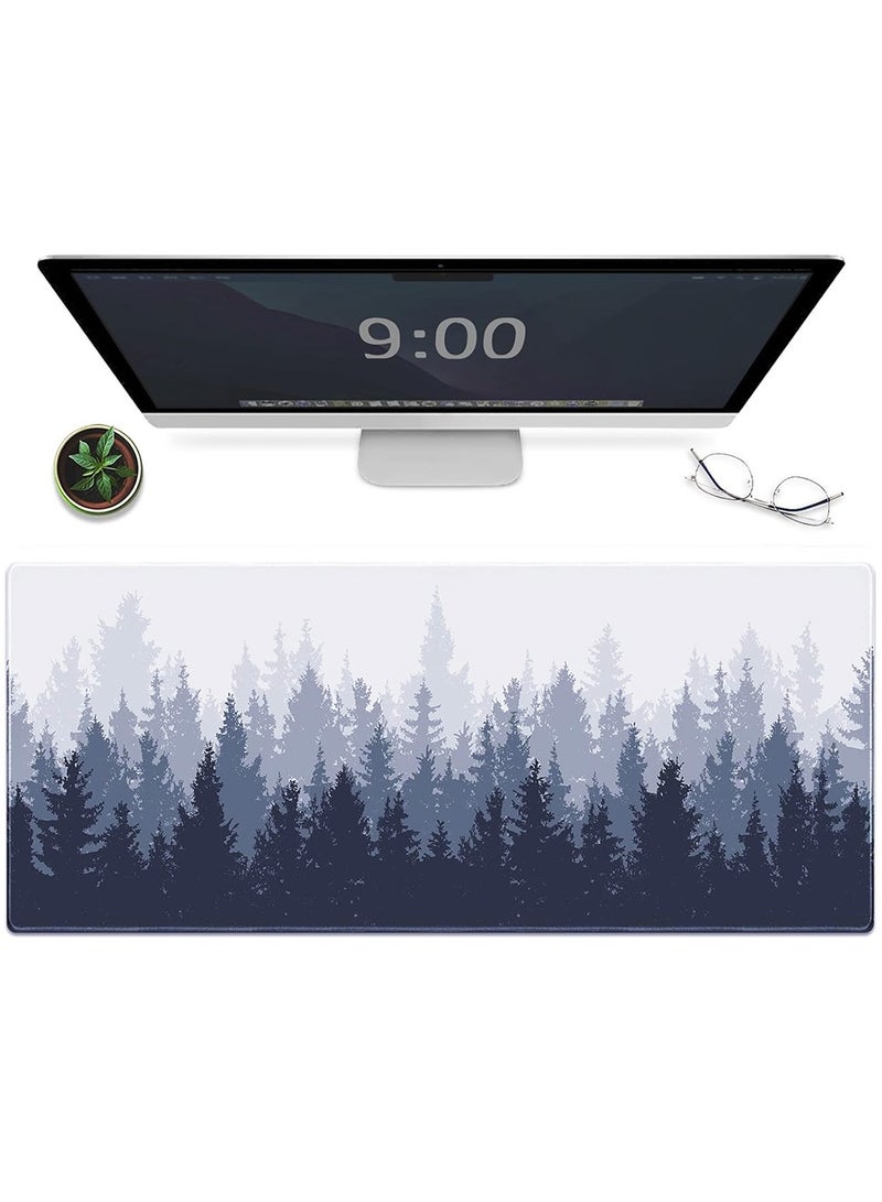 Gaming Mouse Pad Forest Background Pattern Large Mouse Mat Long Extended Desk Pad Non-Slip Rubber Mice Pads Stitched Edges Thin Pad ( 800x300x3mm ) - Image 1