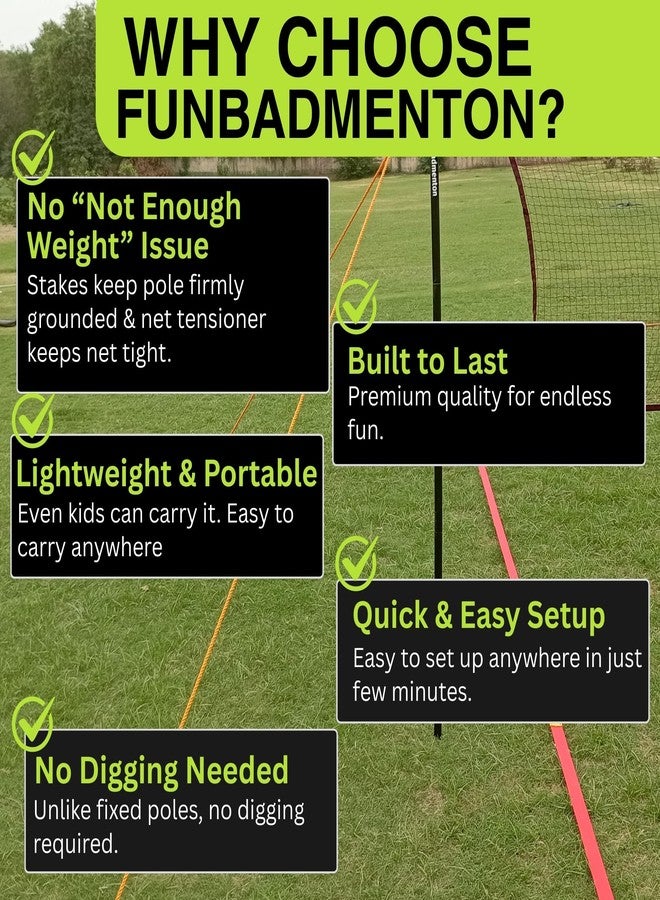 FunBadmenton Badminton Pole Moveable for Family, School, Club, Academy, Competition & Tournament, Easy Setup with Carry Bag, Outdoor - Image 4