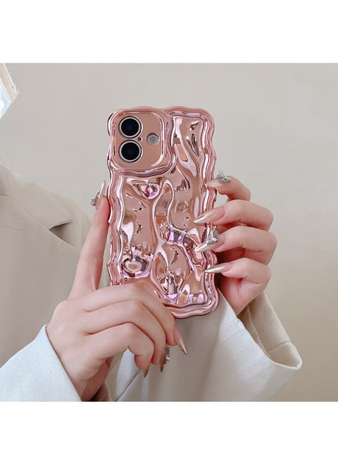 Ins Niche Water Ripple For IPhone15pro Max Mobile Phone Case Apple 16 14/13 Advanced Sense-Color:Xym Wave Meteorite Electroplated Pink-Applicable Models:14 (without Packaging)