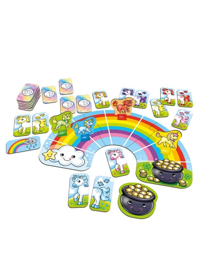 Orchard Toys Moose Games Rainbow Unicorns Game. Race Your Unicorns Over The Rainbow to a Pot of Gold in This Magical, Fun Color-Matching Game! Ages 3+ for 2-4 Players - Image 2
