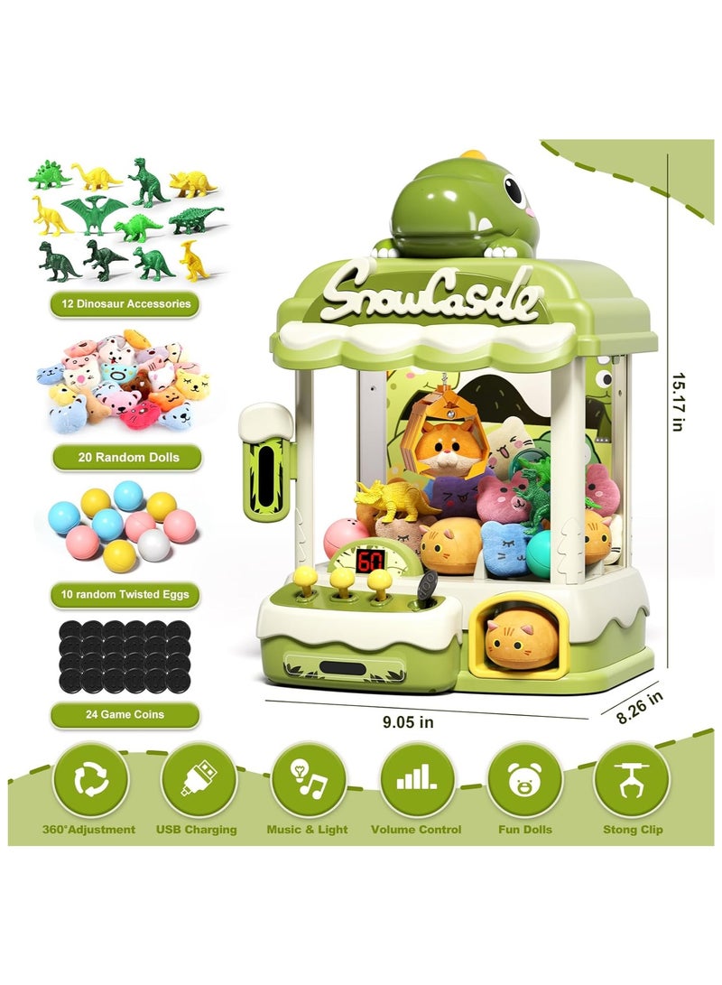 Bukela Dinosaur Claw Machine with Music - Electronic Arcade Game for Kids Age 3+, Mini Gashapon Vending Machine with 10 Plush Toys & 10 Capsules (Perfect Boys Birthday Gift) - Image 5