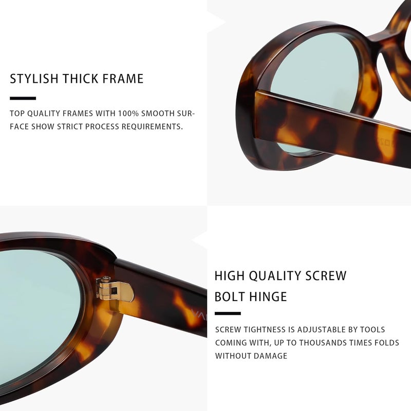 VANLINKER Polarized Retro Oval Sunglasses for Women and Men Small 90s Style VL9580 - Image 3