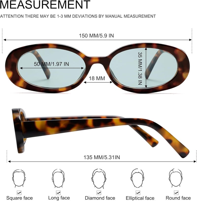 VANLINKER Polarized Retro Oval Sunglasses for Women and Men Small 90s Style VL9580 - Image 4