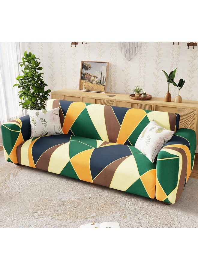 Lukzer 4 Seater Geometric Universal Sofa Cover | 360° Fully Covered Anti-Slip Washable Couch Cover Protecter | 140 GSM Stretch Fit Polyester + Spandex Slipcover (230-300cm/SC-036-04) - Image 1