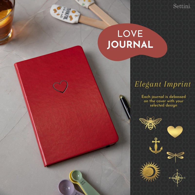 SETTINI Lined Journal, Ideal for Journaling - A5 Vegan Leather Notebook, 192 Archival-Quality Pages, QuillEase Bleed-Free Paper, Inner Pocket & Bookmark - Red Heart - Image 3