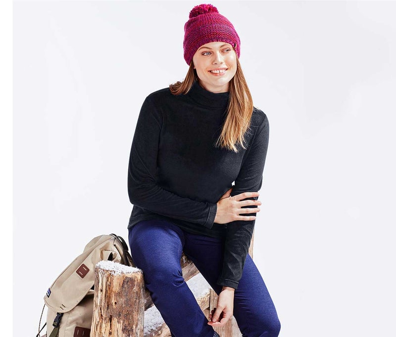 Tchibo Women Mock Neck Plain Sweater, Navy - Image 1