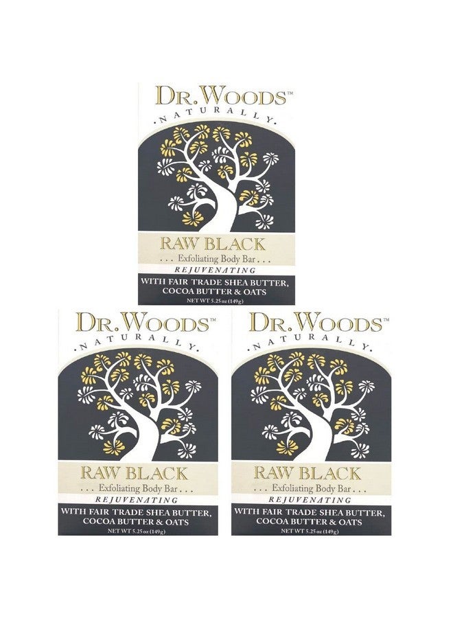 د.وودز صابونة دكتور وودز الخام السوداء لتقشير الجسم بزبدة الشيا العضوية، 5.25 أونصة (عبوة من 3 قطع) - Image 1