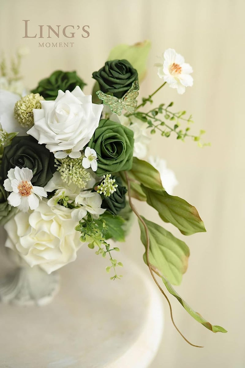 Ling's moment Ling's Moment Artificial Flowers  50Pcs 3"" Roses in Sage Shades  Realistic DIY Foam Floral Decor for Wedding Bouquets/Centerpieces  Outdoor Party Backdrops  Room/Table  and Garden/Pot Decorations  - Image 3